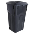 32 Gallon Black Plastic Garbage Can with Attached Lid A452288