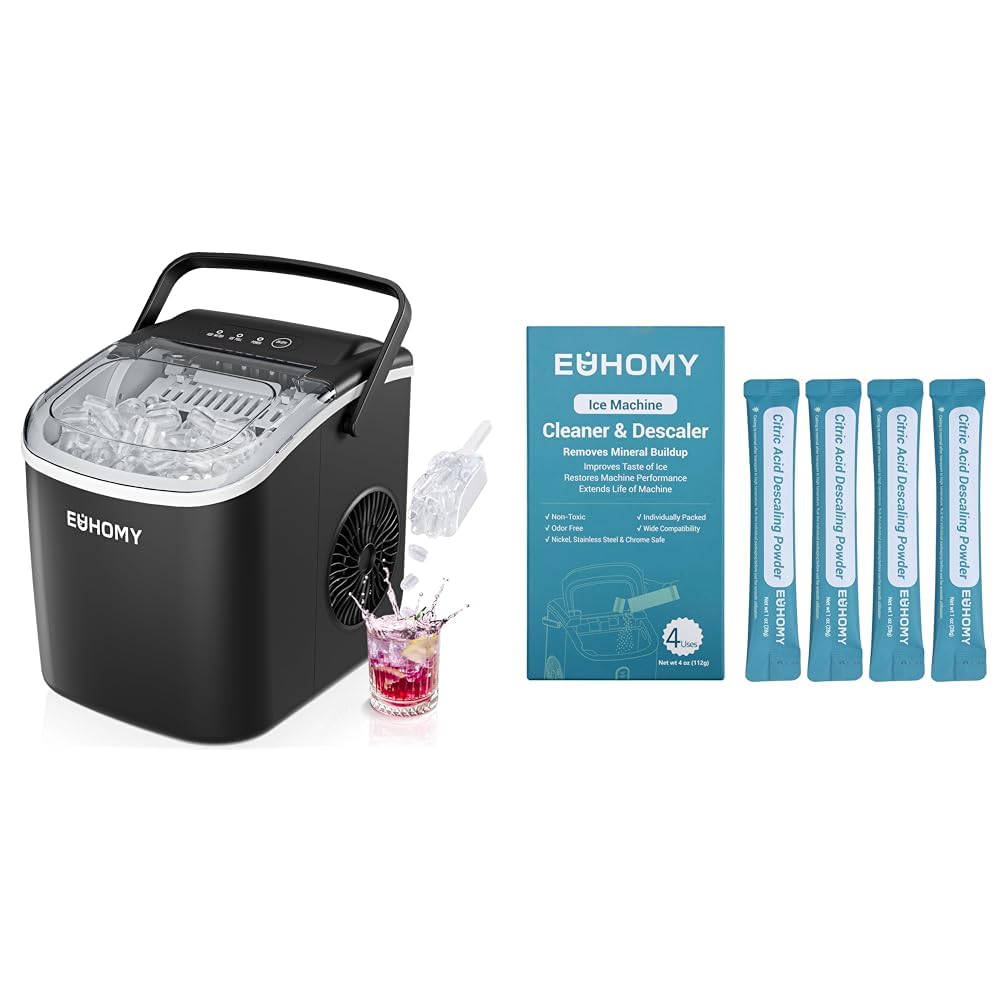 Countertop Ice Maker Machine with Handle, 26lbs in 24Hrs, 9 Ice Cubes Ready in 6 Mins N298