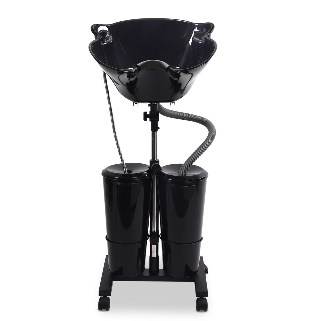 Portable Shampoo Bowl with Electric Pump and 2 Water Tanks, Height and Angle Adjustable Black C3117
