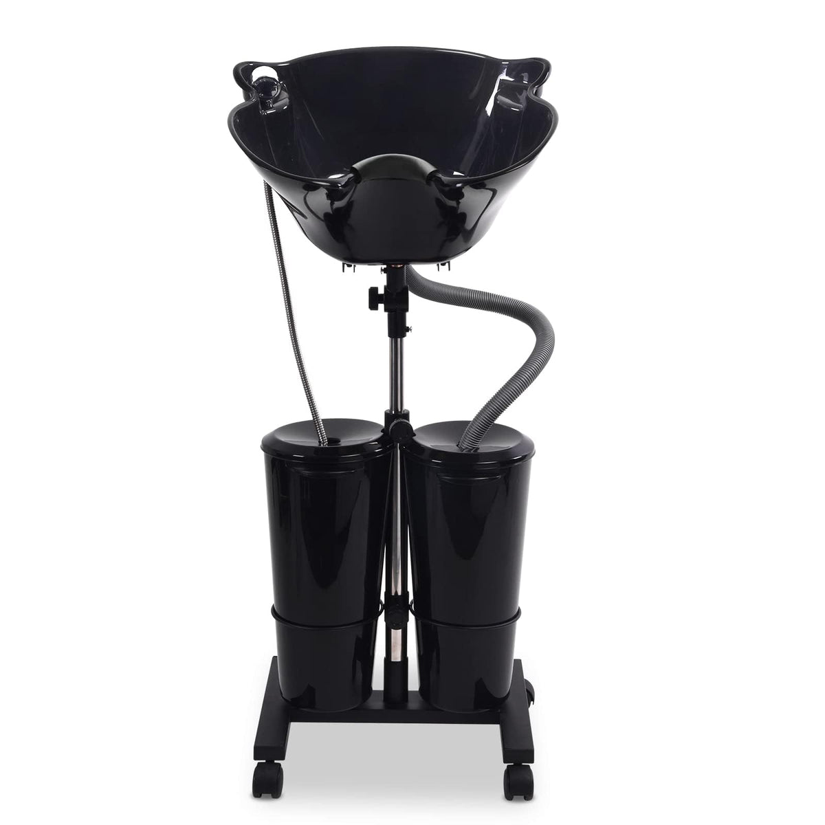 Portable Shampoo Bowl with Electric Pump and 2 Water Tanks, Height and Angle Adjustable Black C3117