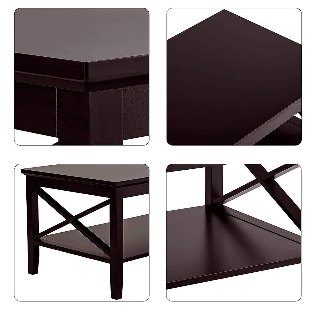 Espresso Wood Coffee Table with Storage 40 inches N783