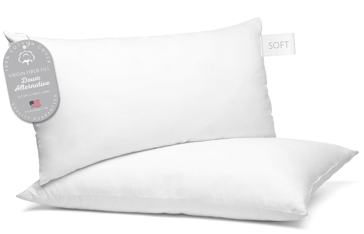 100% Cotton King Size Bed Pillows Set of 2 V89699