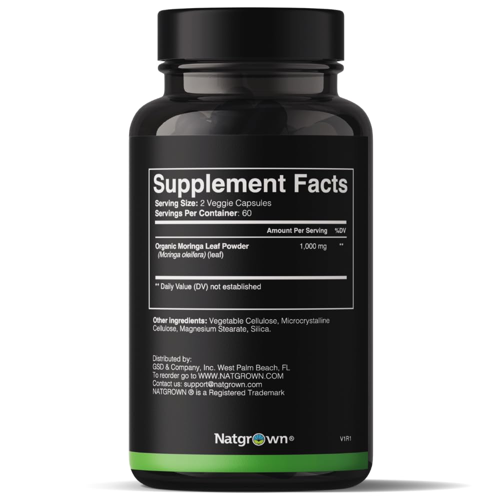 Organic Moringa 1000 mg 120 Ct Capsules F266