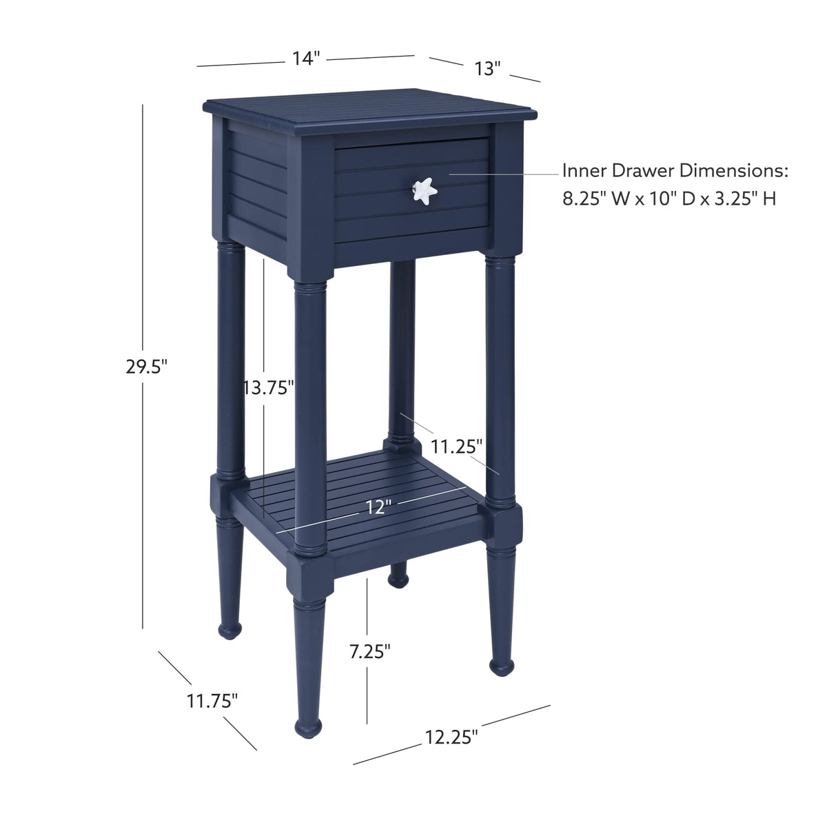 Navy Small Accent Table with Storage X949