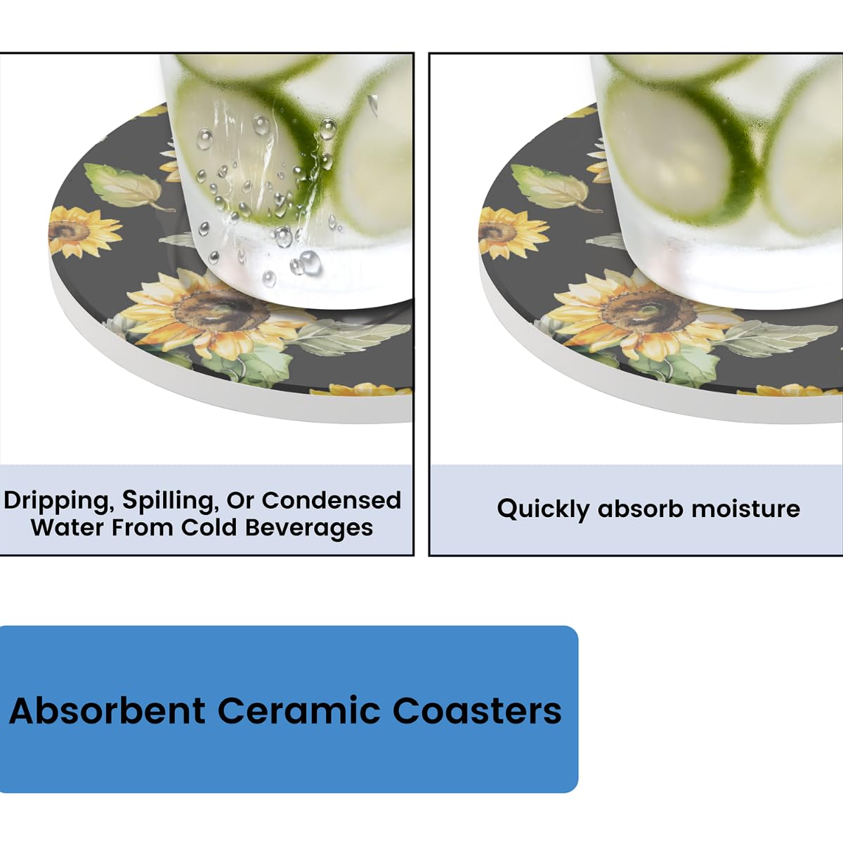 Round Absorbent Ceramic Coasters Set of 4 Q110414