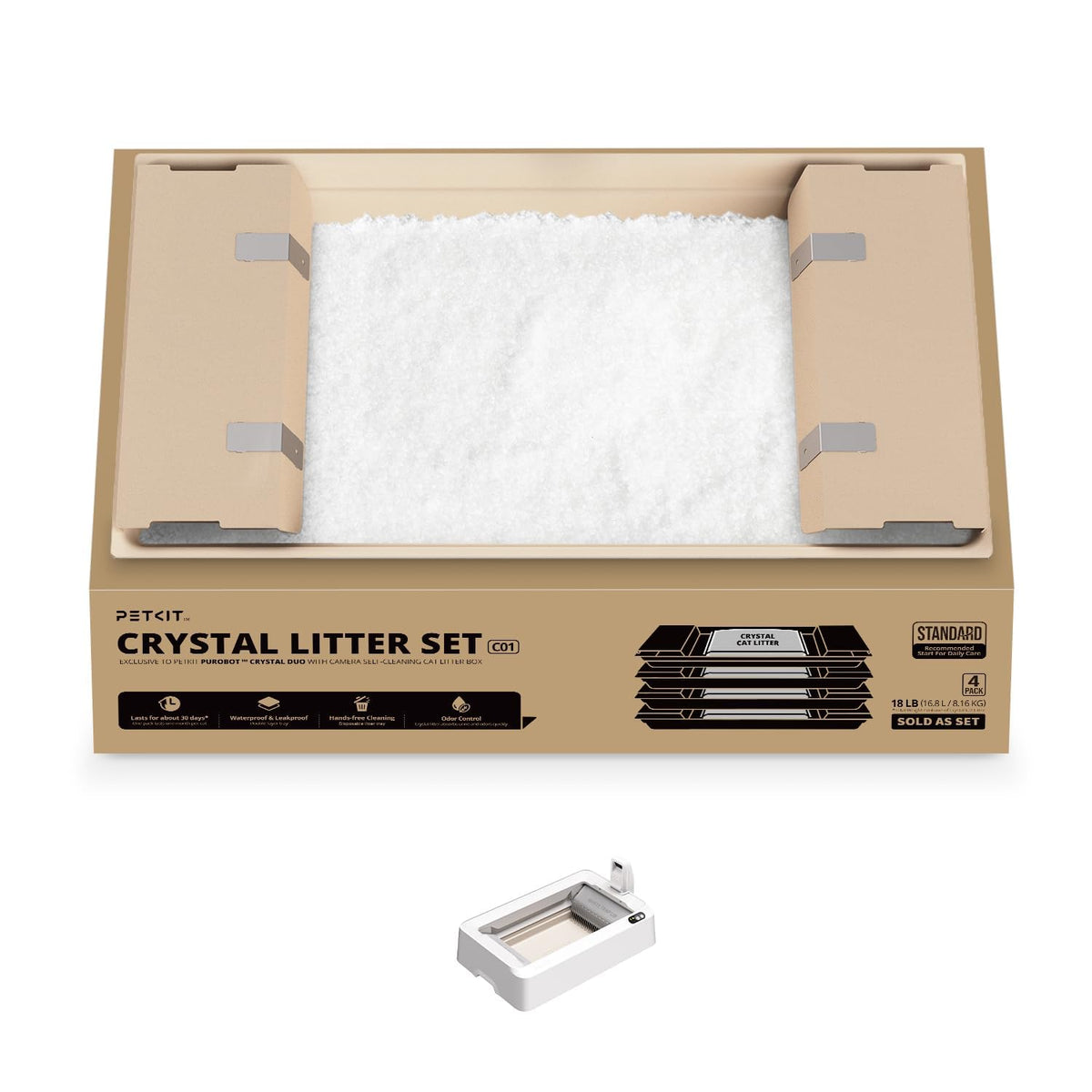 Crystal Cat Litter with Tray 4.5 lb×4 Packs Q5369
