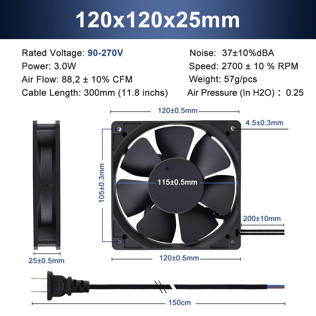80mm 120mm AC Cooling Fan 2 Pack Q443