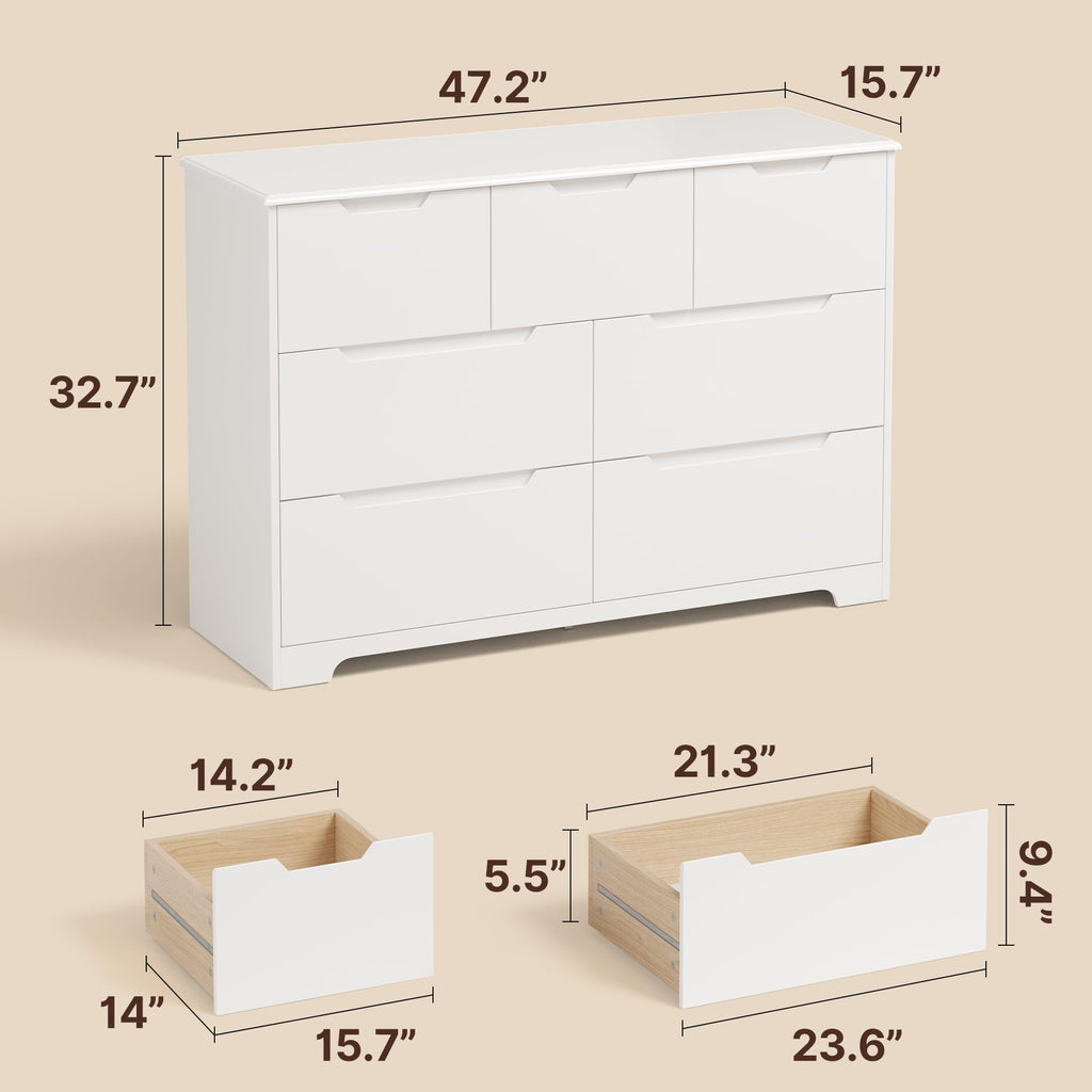 White 7 Drawer Dresser V669