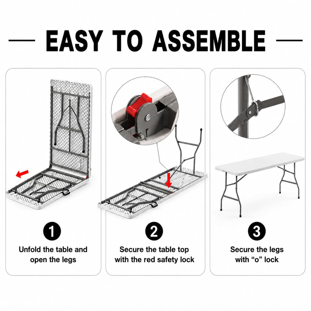 6 Foot Foldable Table with Handle & Steel Legs M769