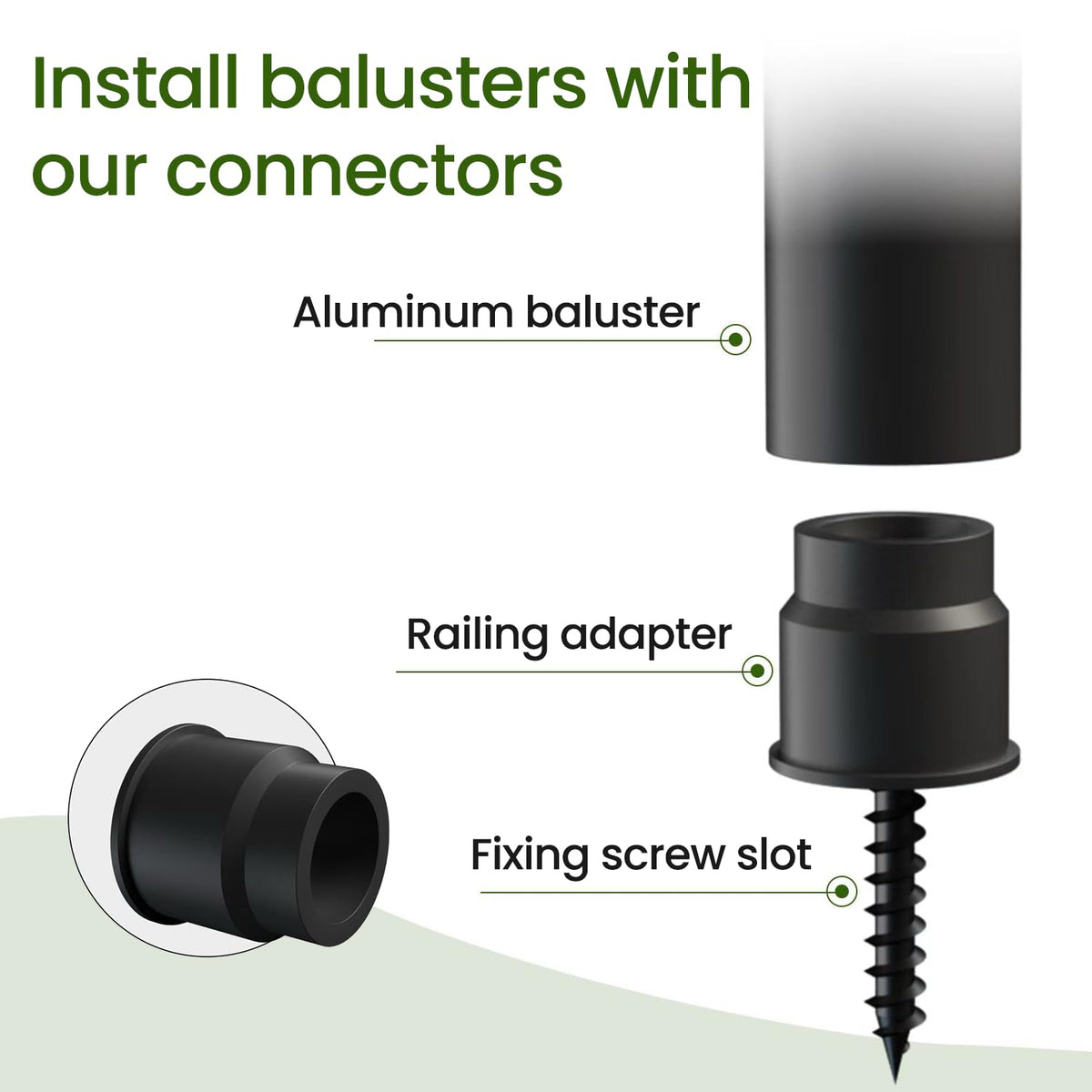 32"-100Pack Aluminum Deck Balusters Hollow Round Deck Railing Spindles Matte Coated Black L5470