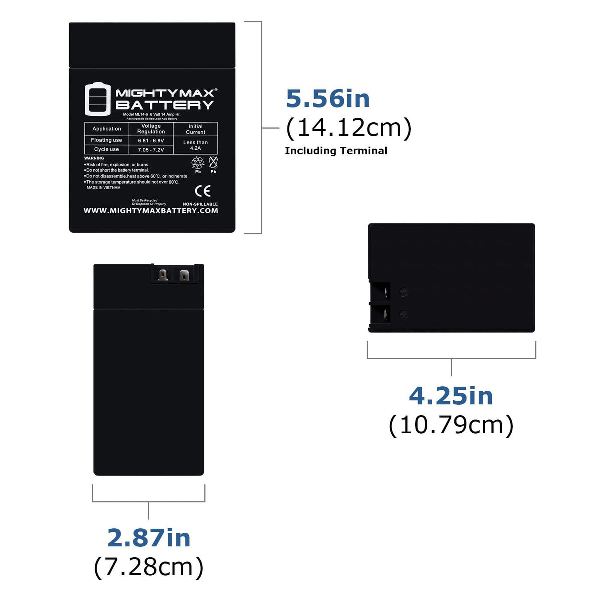 6V 14Ah AGM Replacement Battery 4 Pack R92899