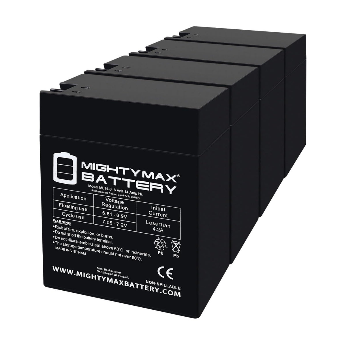 6V 14Ah AGM Replacement Battery 4 Pack R92899