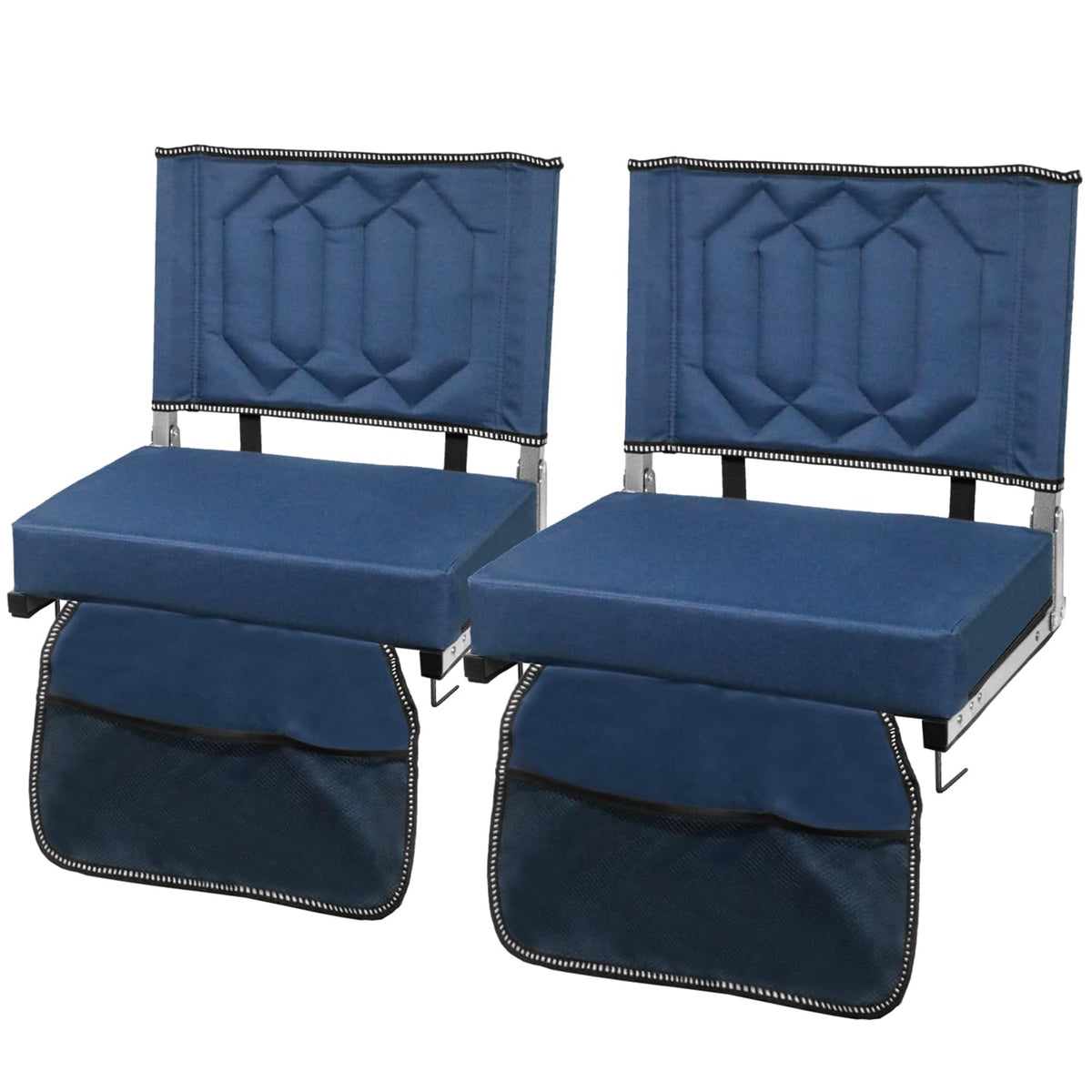 Portable Folding Stadium Seats with Back Support and Cushion, Navy, 2Pack D358