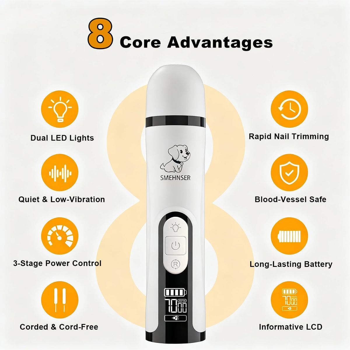 Dog Nail Grinder with LED Light B362