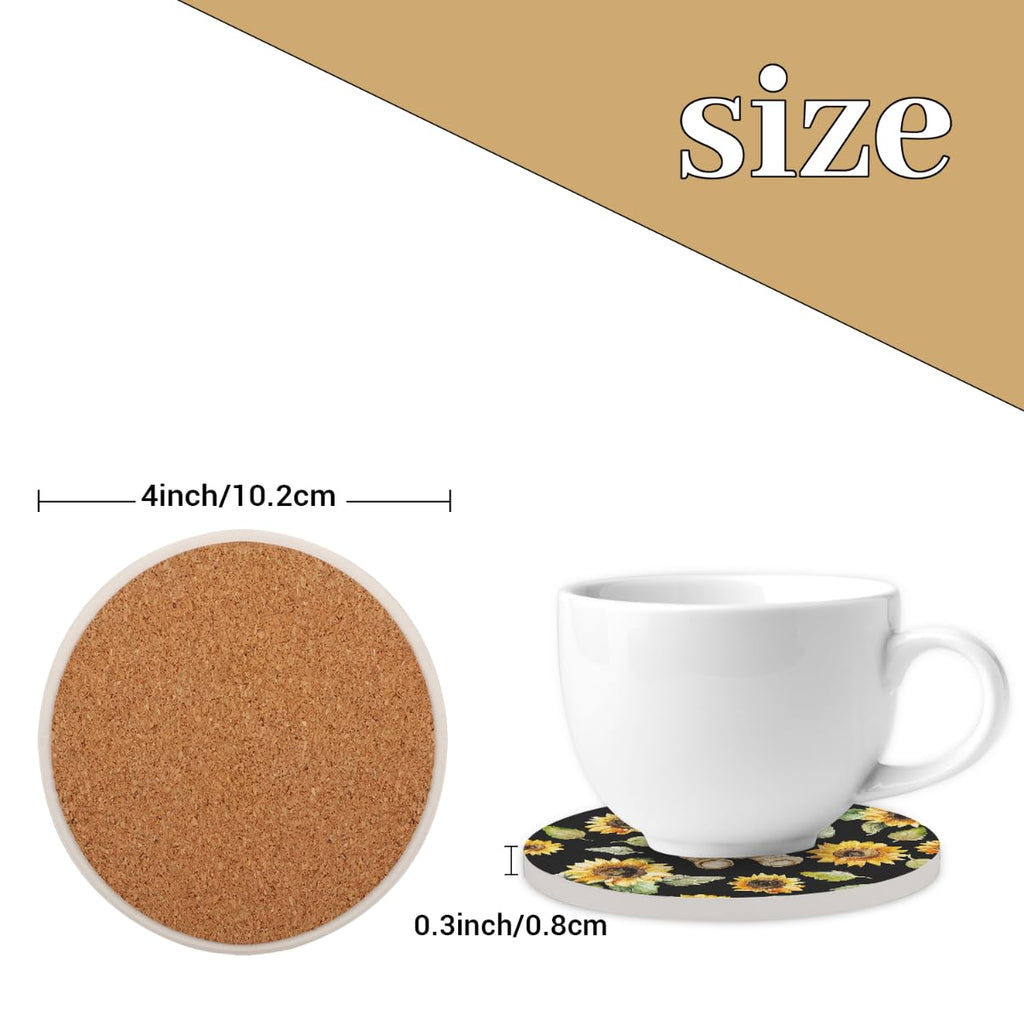 Round Absorbent Ceramic Coasters Set of 4 Q110414