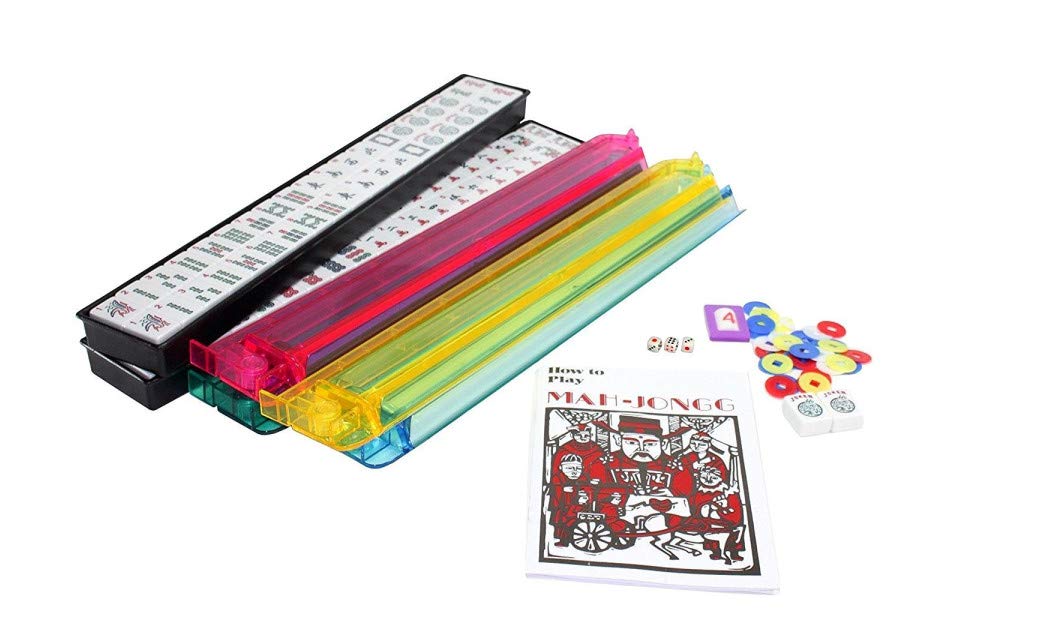 166 White Engraved Tiles Mahjong Set with Soft Bag O740
