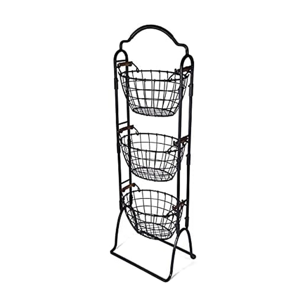 Adjustable 3-Tier Metal Floor Standing Storage Basket M463578