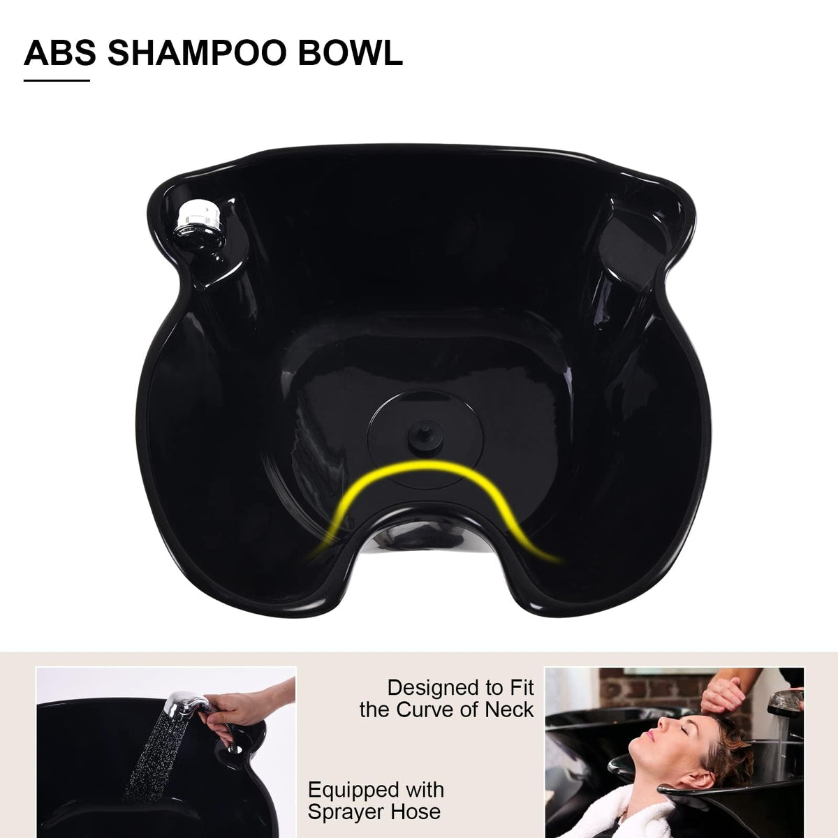 Portable Shampoo Bowl with Electric Pump and 2 Water Tanks, Height and Angle Adjustable Black C3117