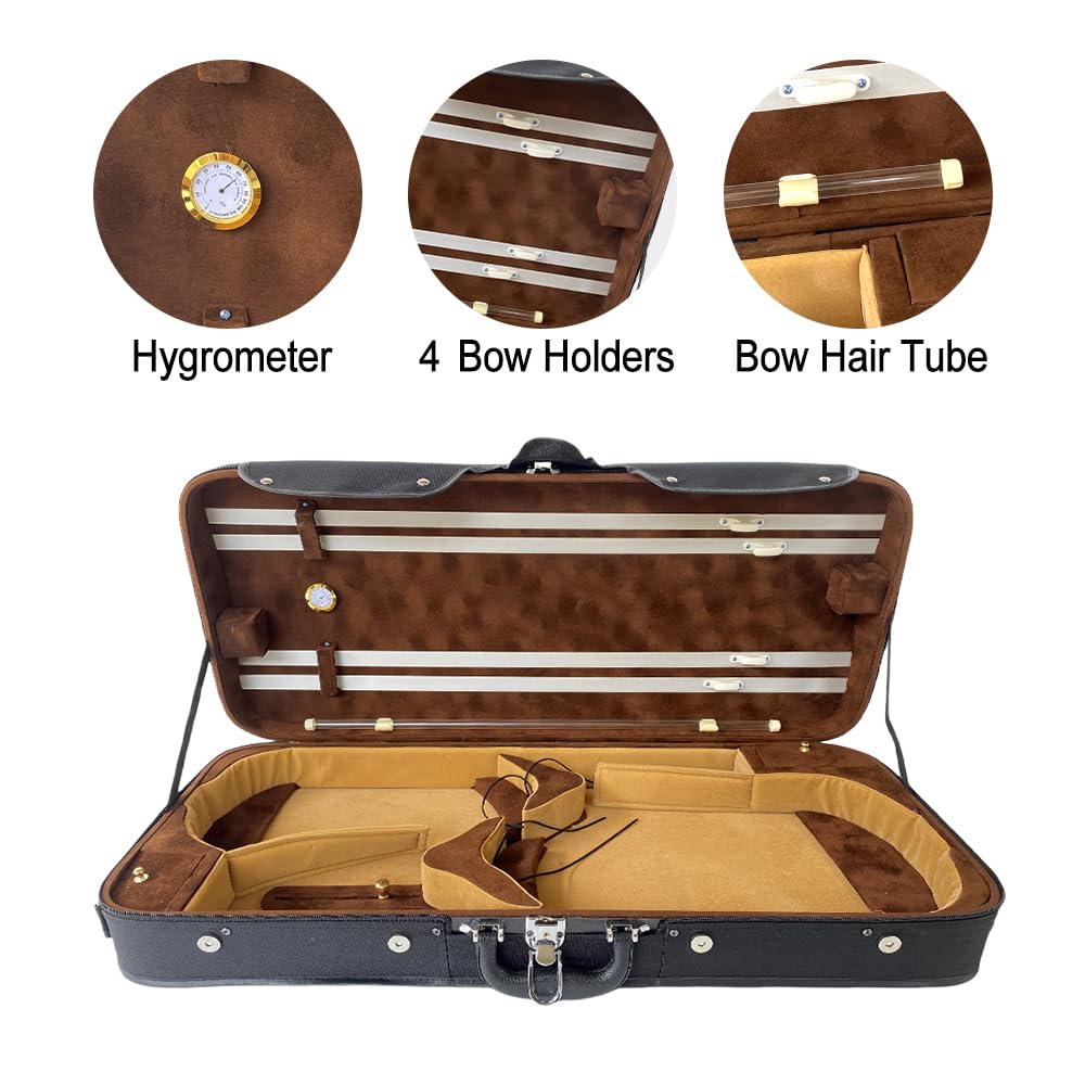 Adjustable Violin Viola Double Case with 4 Bow Holders D621568