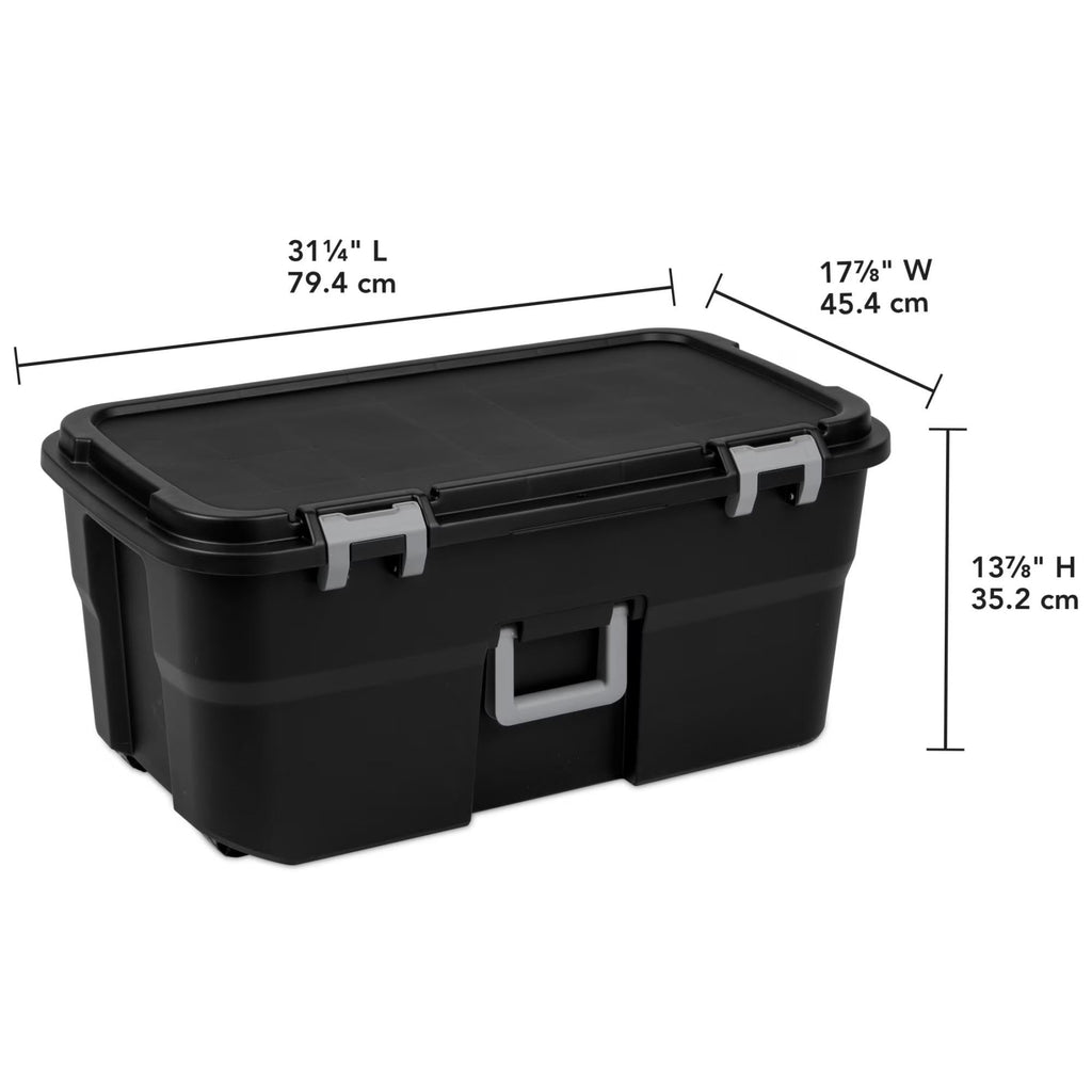 22 Gallon Black Wheeled Plastic Storage Trunk X454822