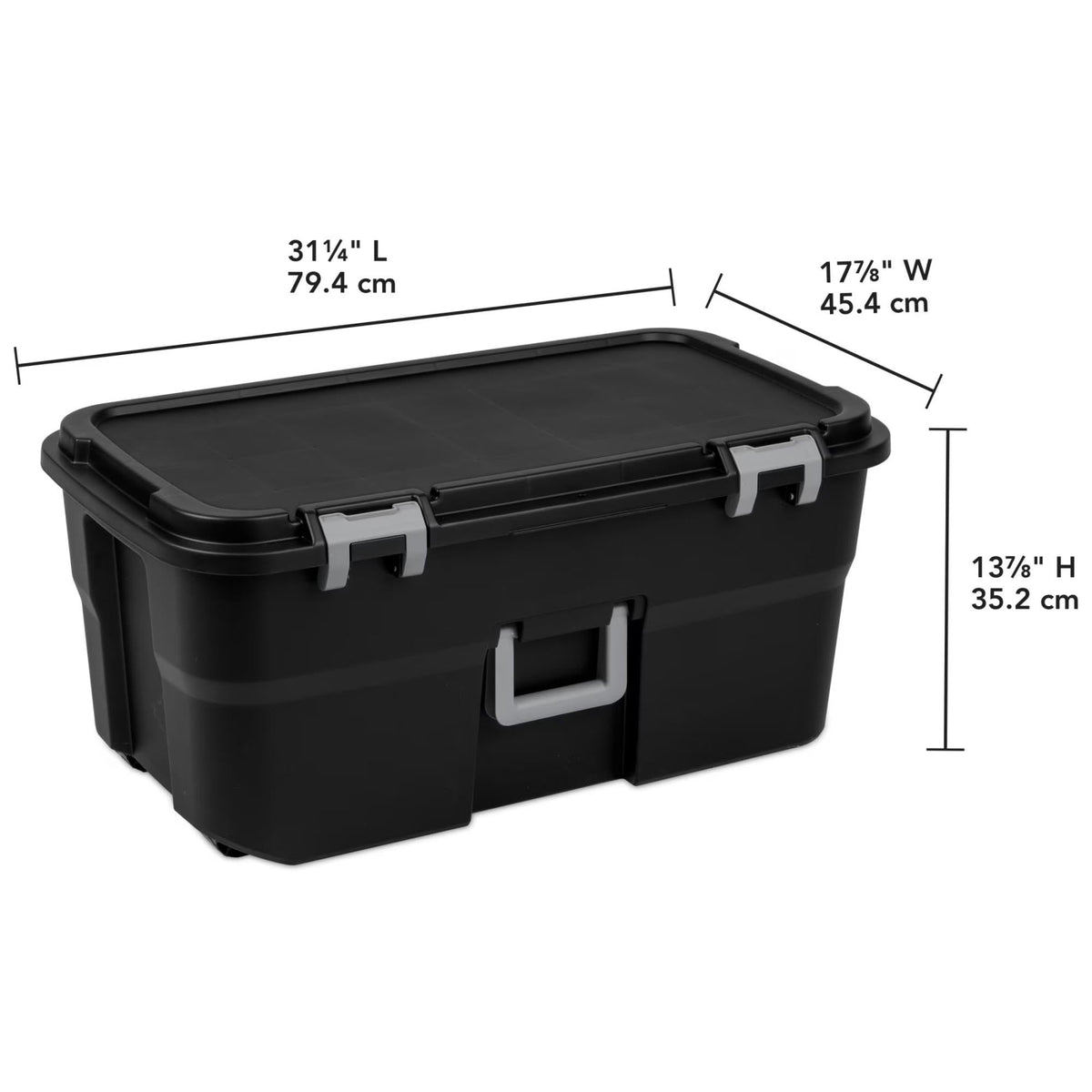 22 Gallon Black Wheeled Plastic Storage Trunk X454822