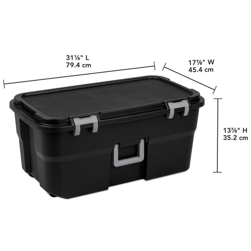22 Gallon Black Wheeled Plastic Storage Trunk X454822