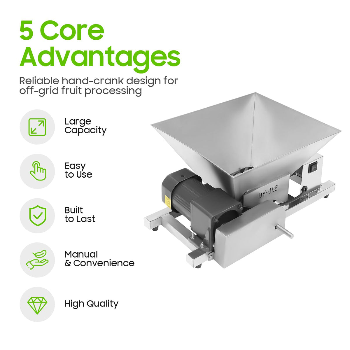 60W Stainless Steel Electric Fruit Crusher 1.06gal J1301