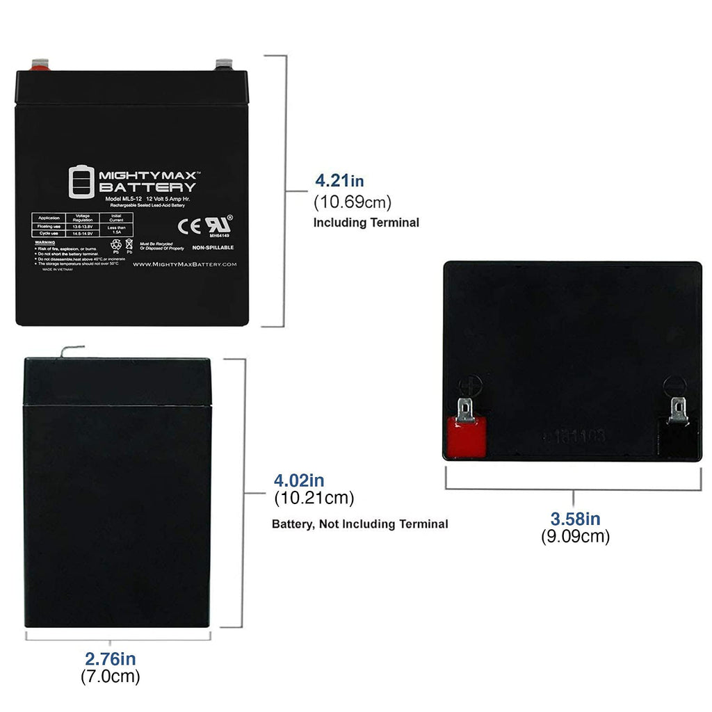 12 Volt 5 AH Rechargeable SLA AGM Battery N200683