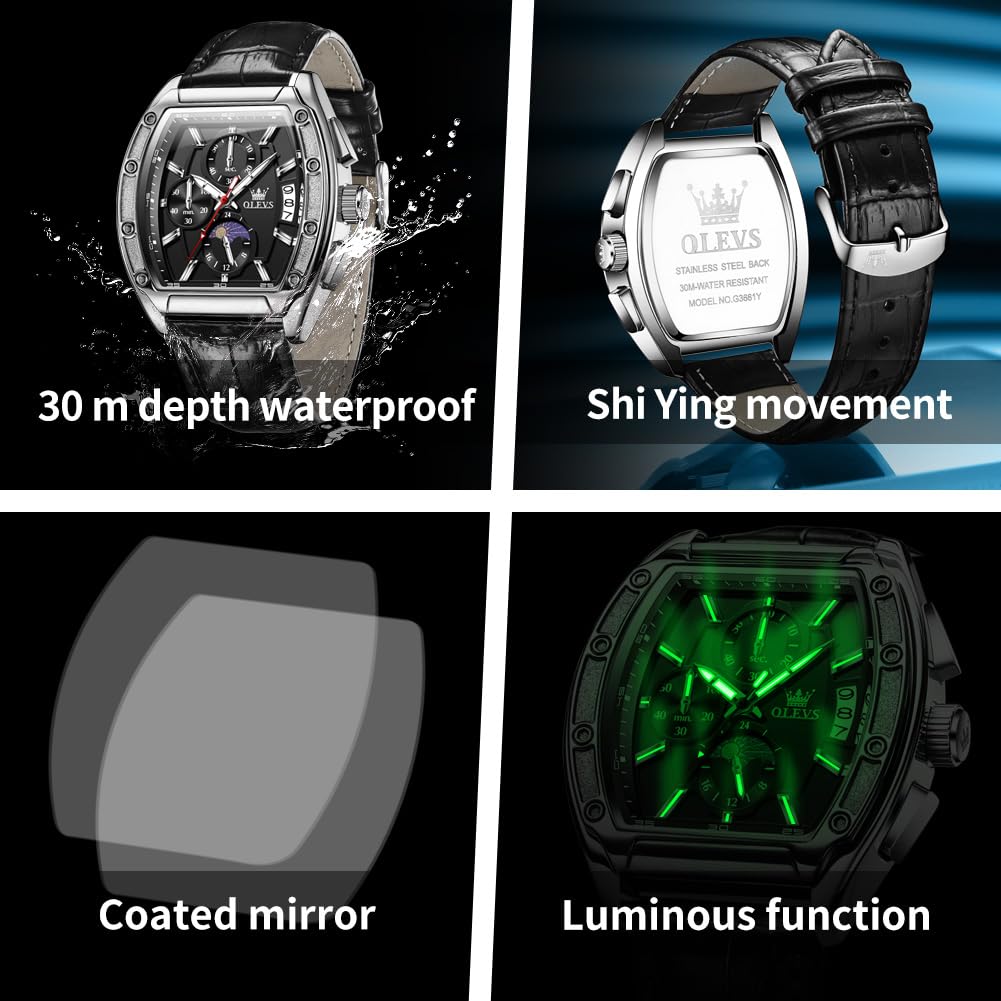 Men's Chronograph Moon Phase Waterproof Watch U911