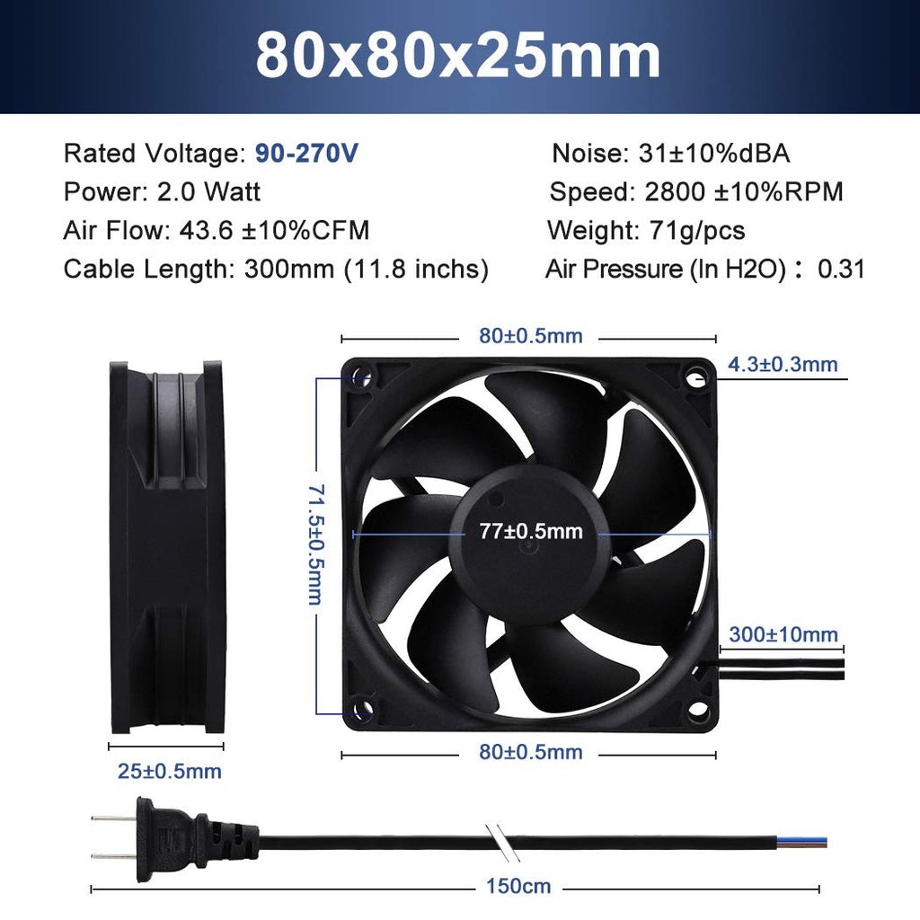 80mm 120mm AC Cooling Fan 2 Pack Q443