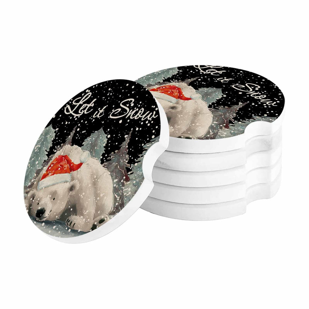 Black Ceramic Car Coasters 6 Piece Set R896