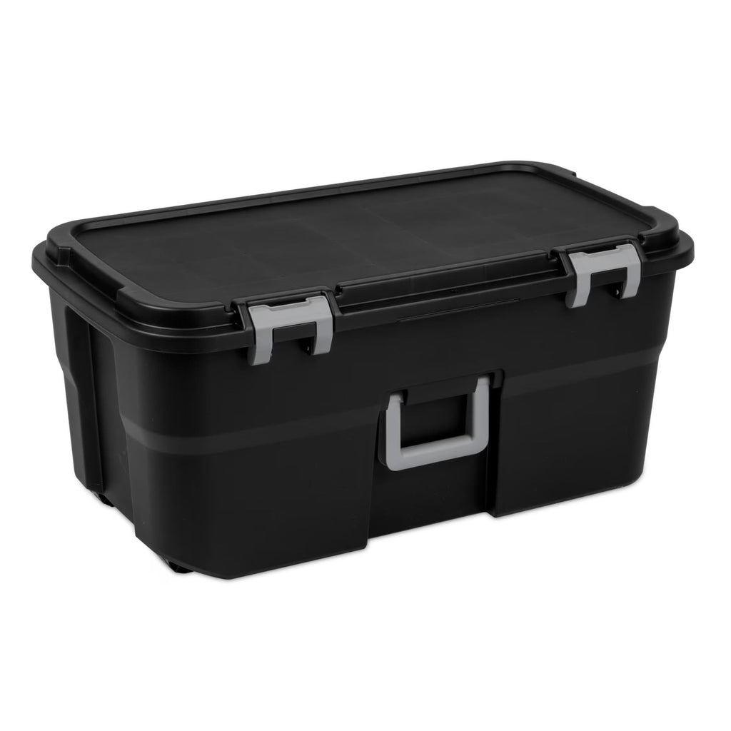 22 Gallon Black Wheeled Plastic Storage Trunk X454822