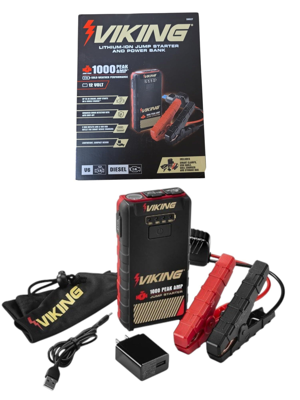 1000 Peak amp Lithium-ion Jump Starter and Power Bank Y656008