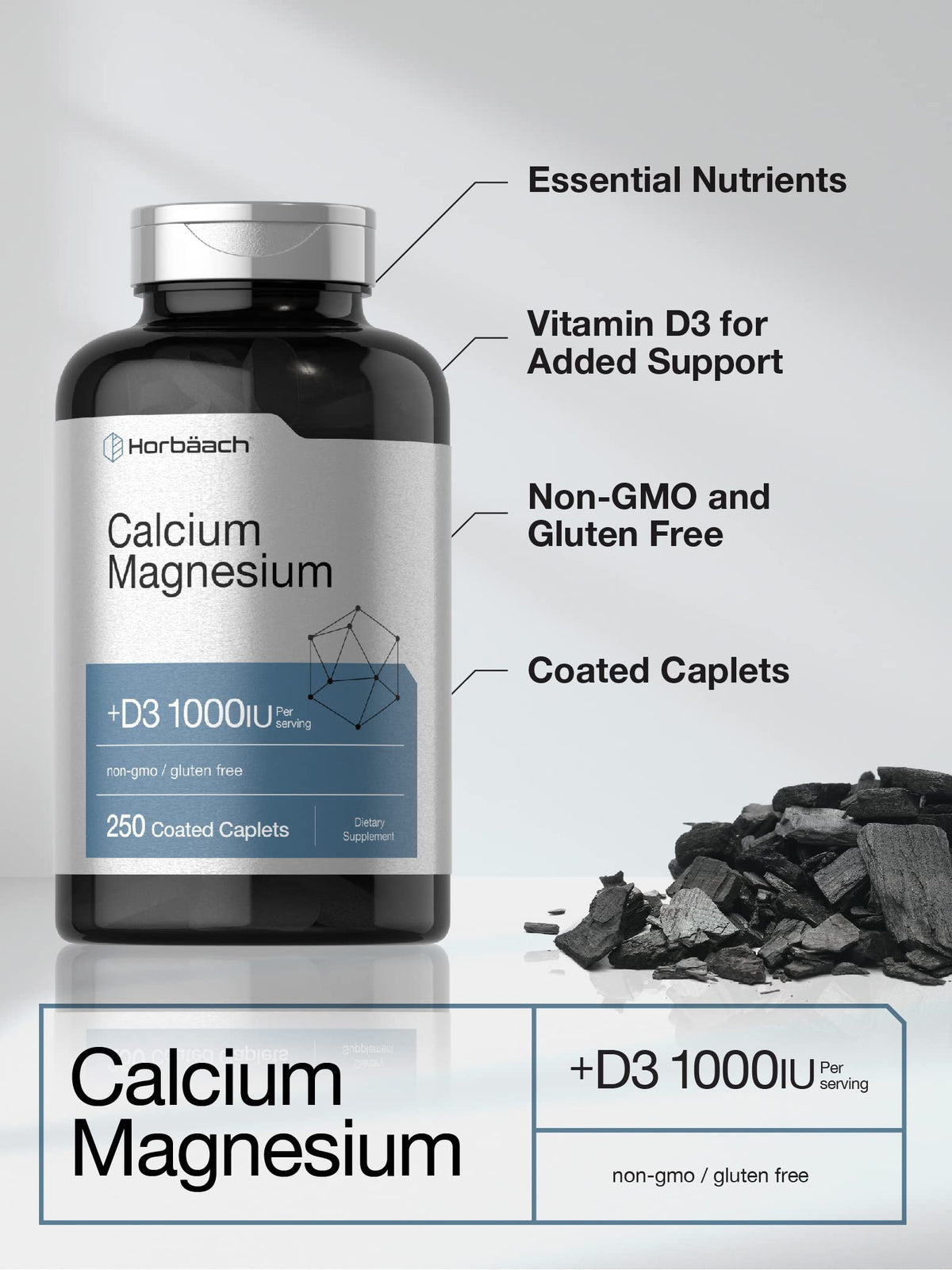 Calcium Magnesium with Vitamin D3 250 Caplets E69909