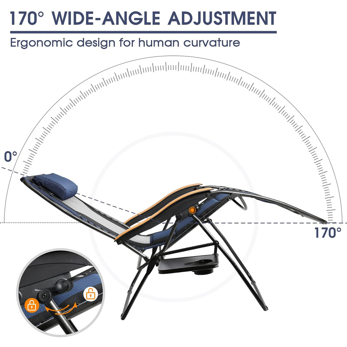 Oversized Mesh Zero Gravity Reclining Patio Chairs, 2 Pack H483