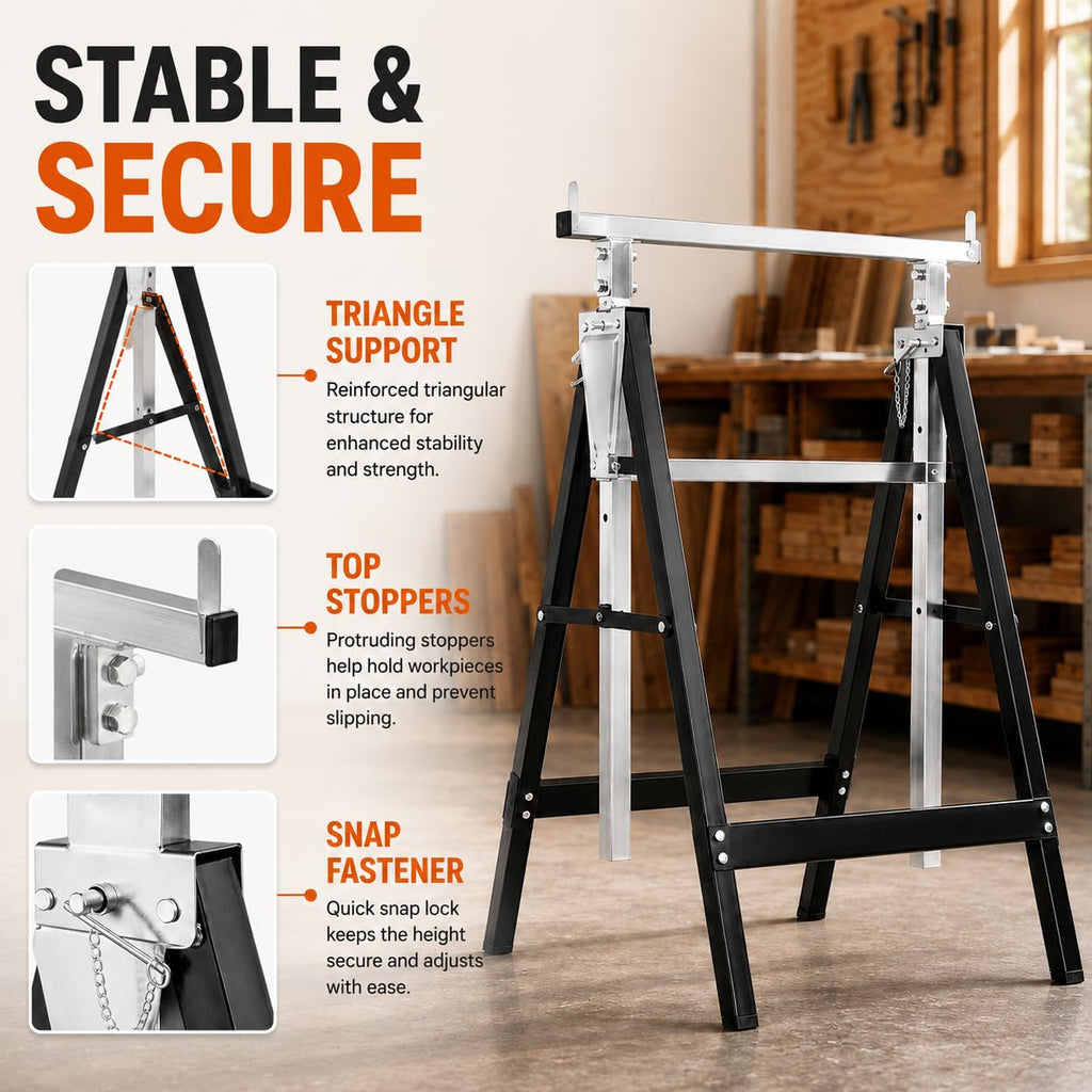 2 Pack Height Adjustable Folding Saw Horses E876