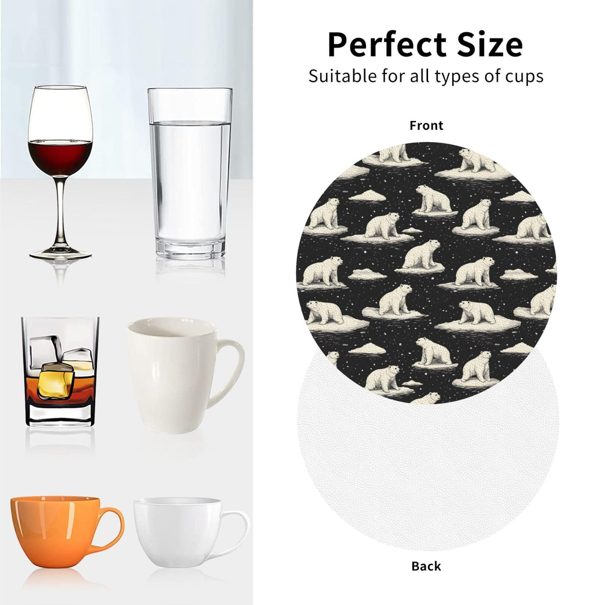 White Bear Print Coasters Set of 4 N1623