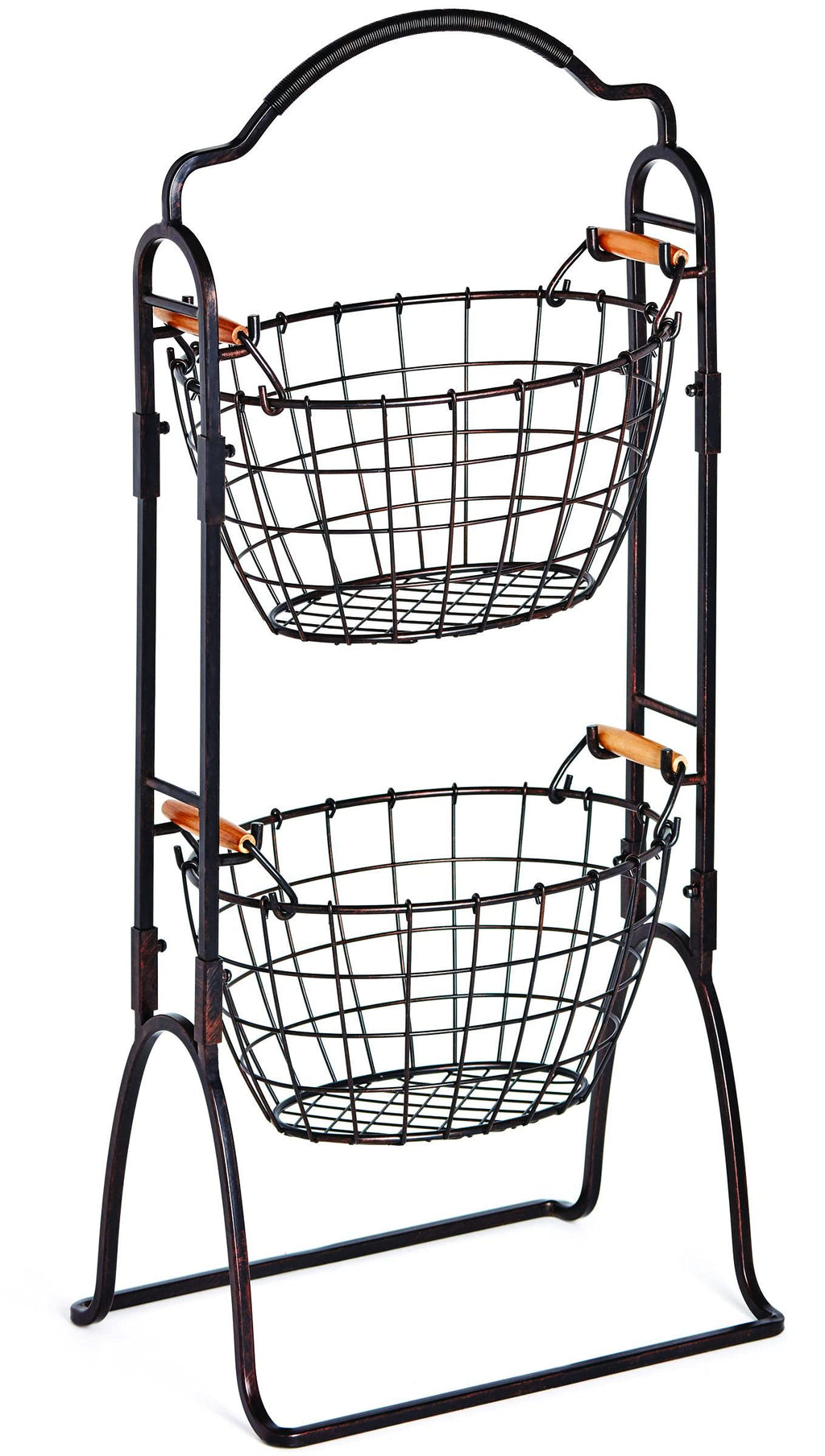 Adjustable 3-Tier Metal Floor Standing Storage Basket M463578