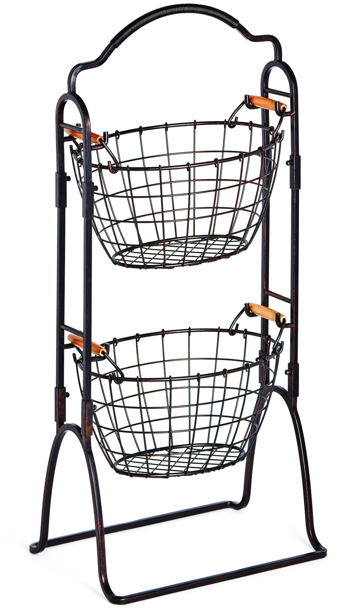 Adjustable 3-Tier Metal Floor Standing Storage Basket M463578