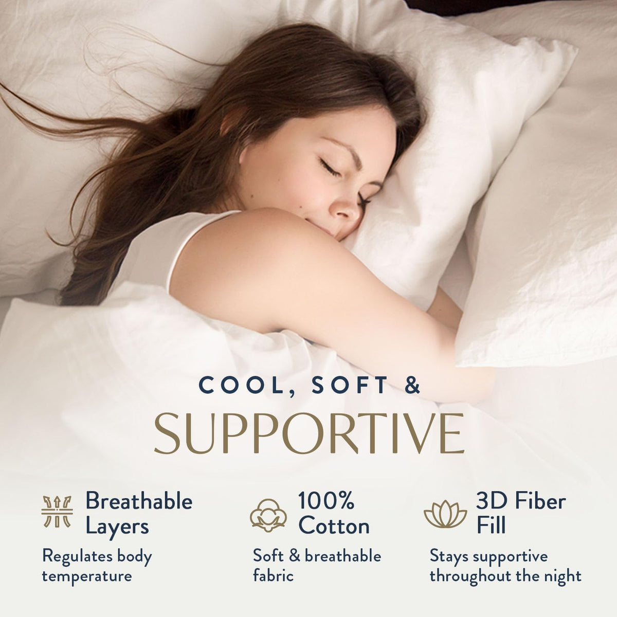 100% Cotton King Size Bed Pillows Set of 2 V89699