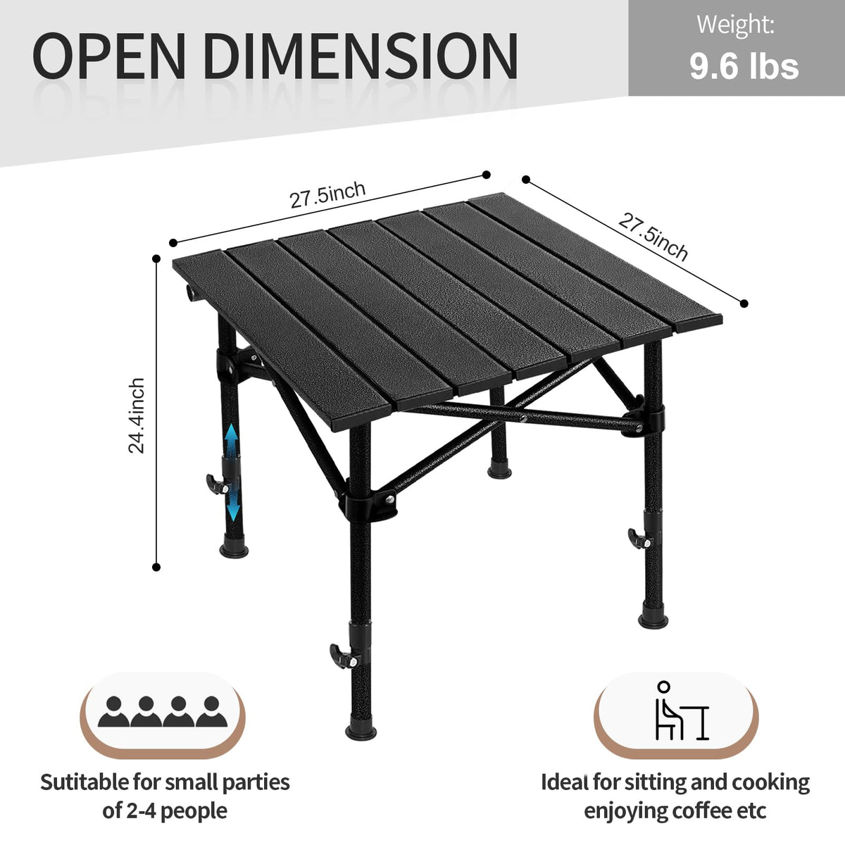 Lightweight Compact Aluminum Camping Table with Carry Bag W328