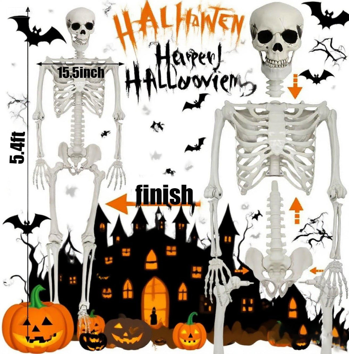 5.4ft Life Size Skeleton with Movable Joints N595