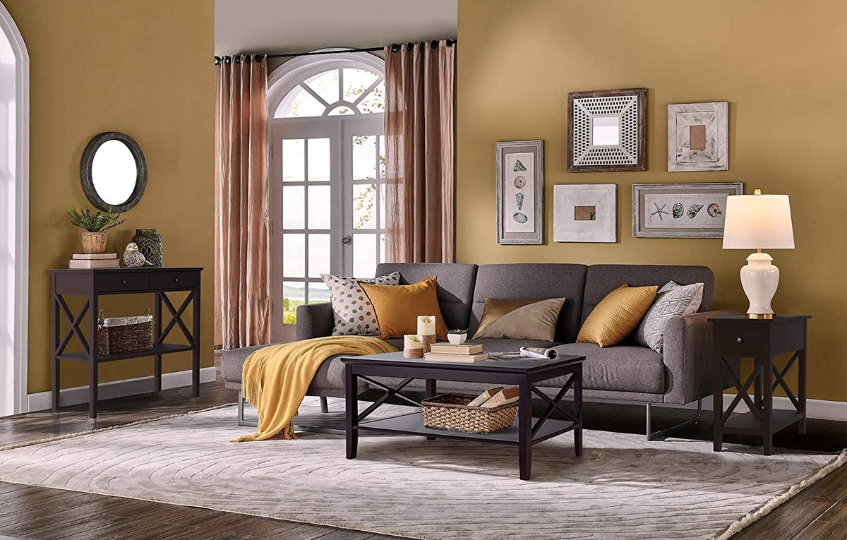 Espresso Wood Coffee Table with Storage 40 inches N783