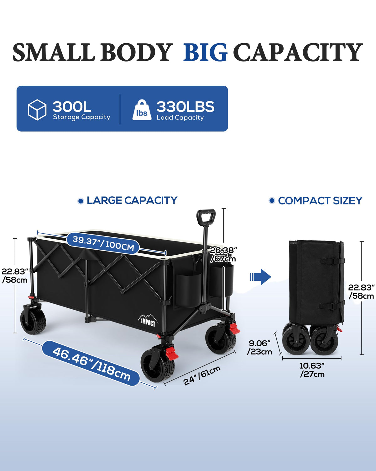 46" Collapsible Wagon Cart 300L Capacity Z320