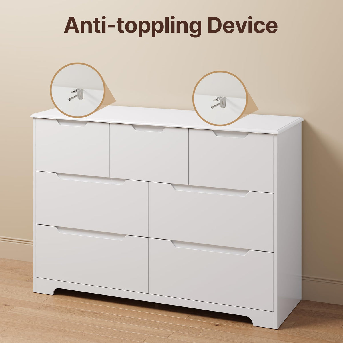 White 7 Drawer Dresser V669
