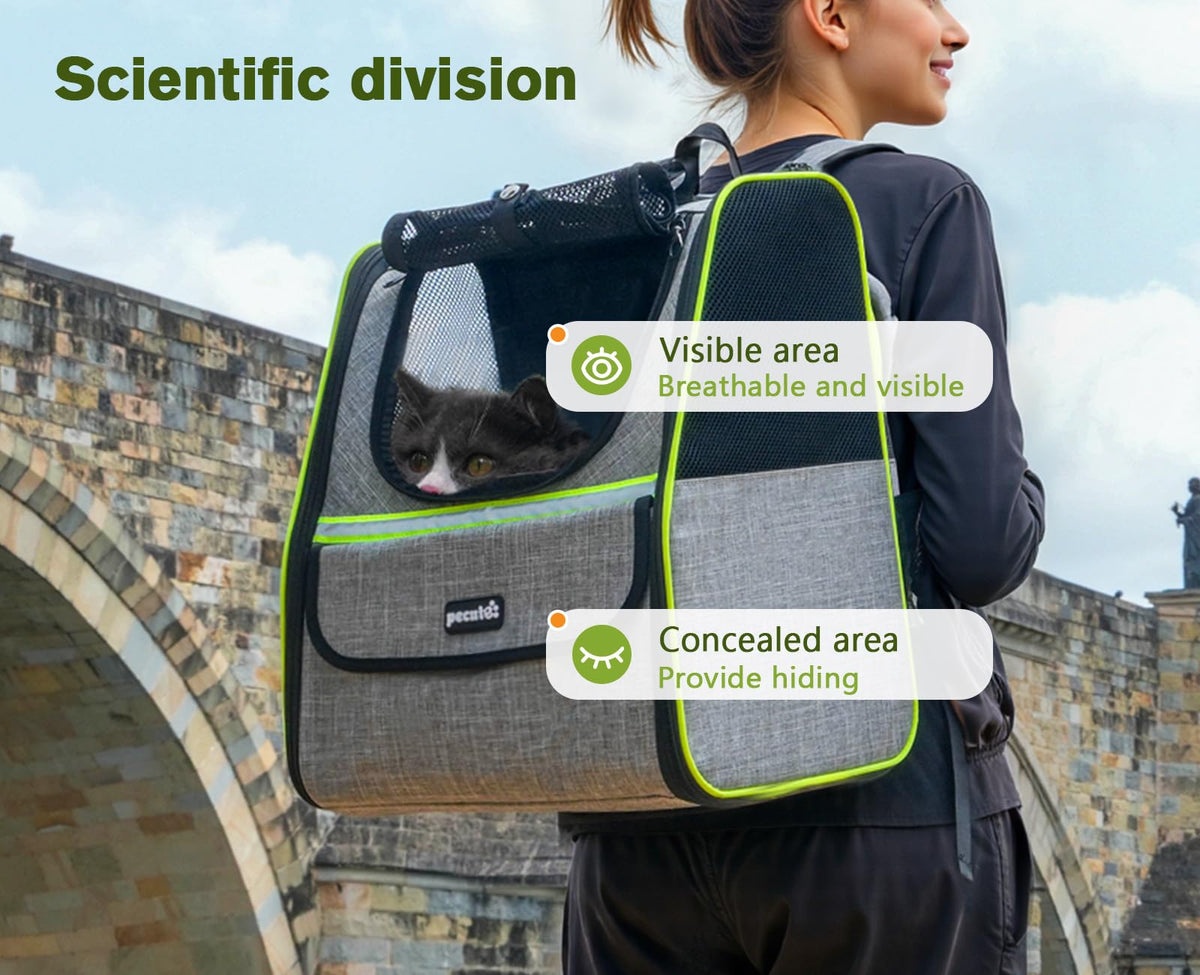 Expandable Cat Backpack Carrier with Ventilated Mesh, Grey R88949