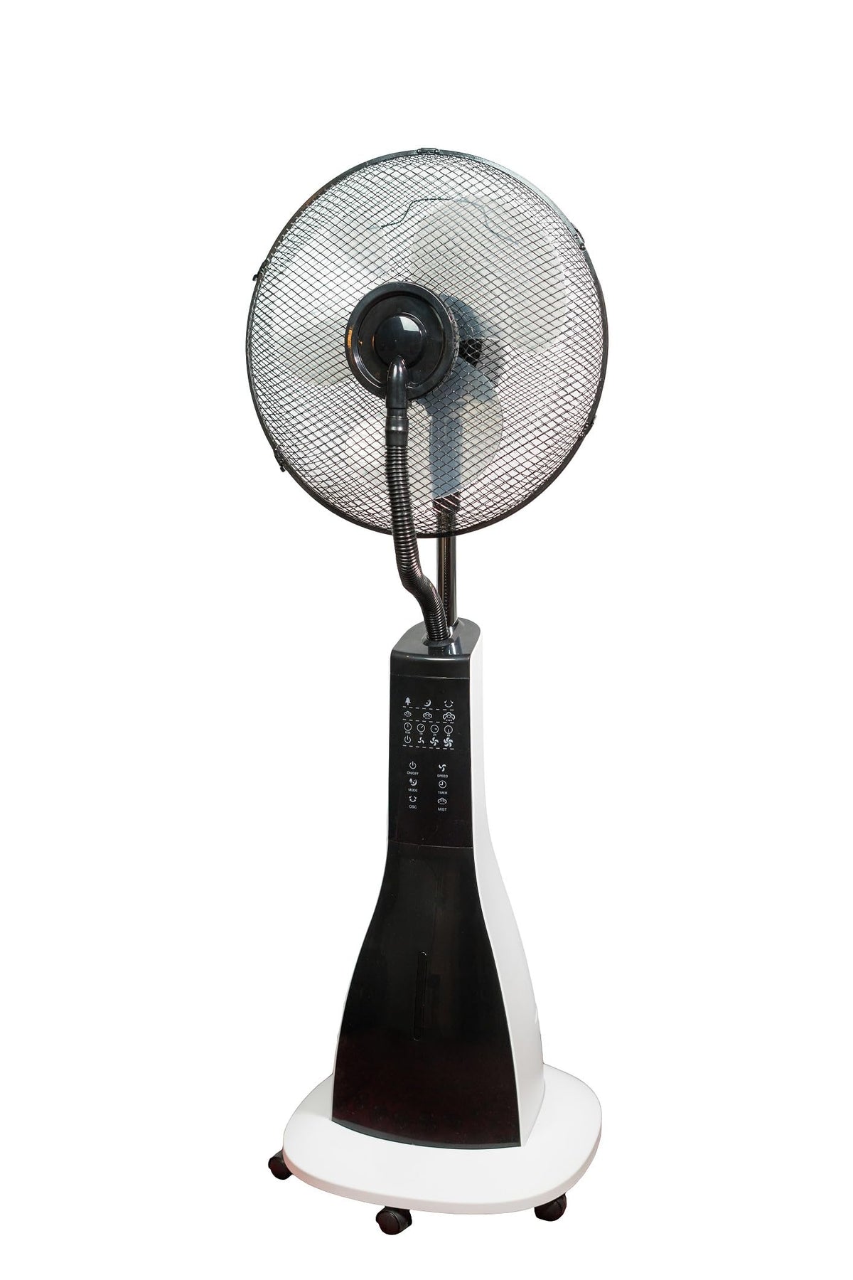 47" Misting Oscillating Pedestal Fan with Water Tank, Remote, Timer, 3 Speeds, Black White H42716