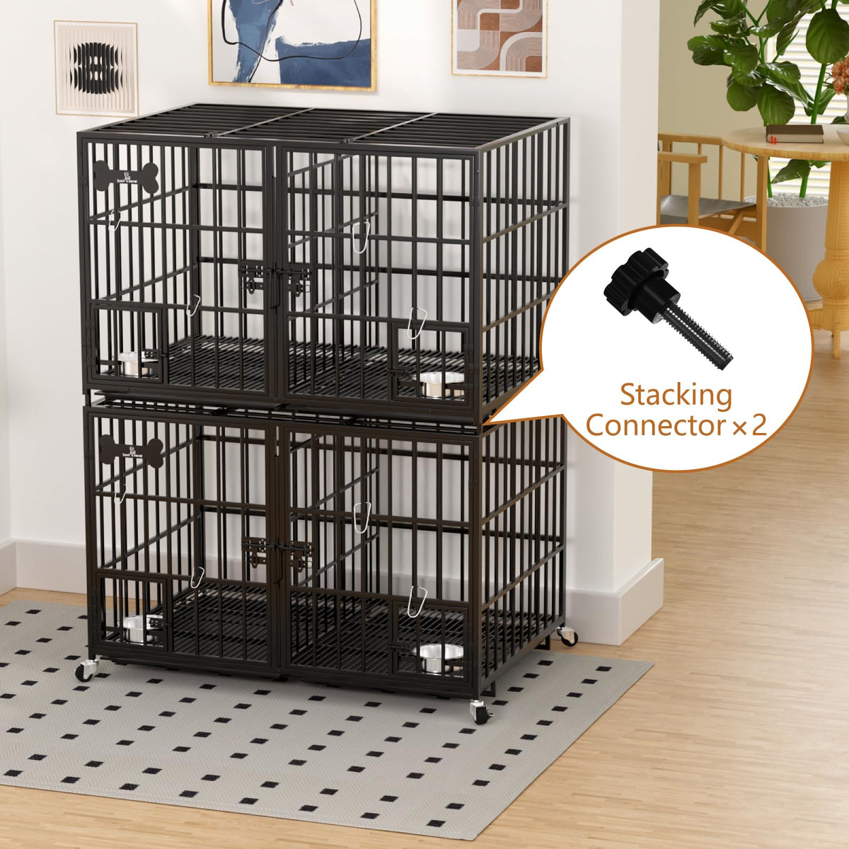 42" Stackable Heavy Duty Metal Dog Crate with Divider N631