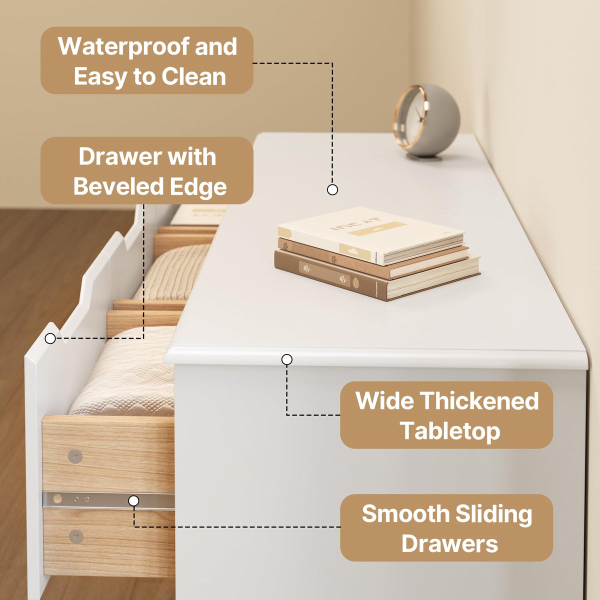 White 7 Drawer Dresser V669