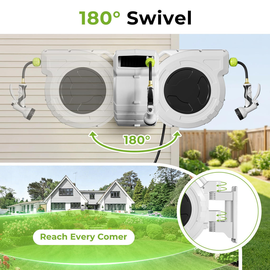 1/2 Inch x 100ft Wall Mounted Retractable Garden Hose Reel I419